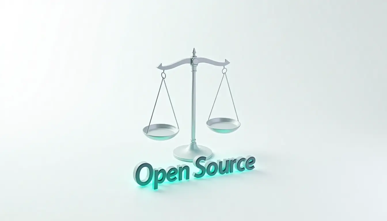 صورة المنشور الرئيسية الرئيسية: مسزان العدالة مع كتابة 'Open Source' أمامه